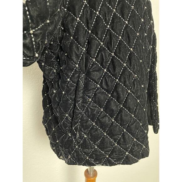 Something Navy Jacket Blazer Quilted Velvet Studded - Picture 6 of 12